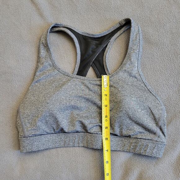 REEBOK Sports Bra Womens Large Heathered Gray Padded Peekaboo Back Run Gym Yoga - Picture 7 of 12